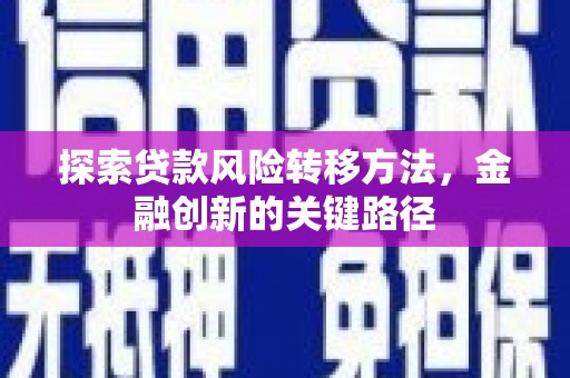 古坑探索贷款风险转移方法，金融创新的关键路径