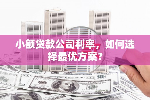 古坑小额贷款公司利率，如何选择最优方案？