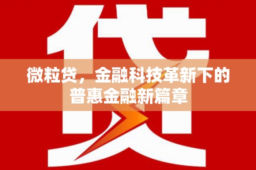 古坑微粒贷，金融科技革新下的普惠金融新篇章